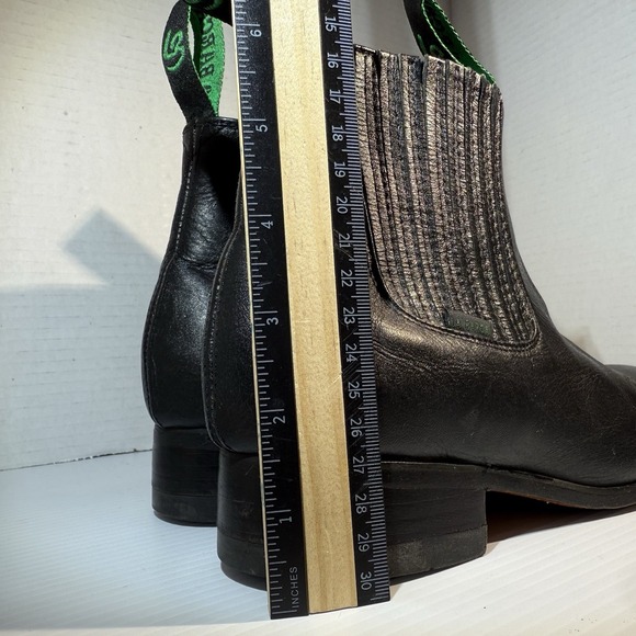 LA BARCA Black Leather Charro Chelsea Western Ankle Boots Men's Size Mex 25 US 6 - Picture 15 of 16